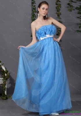 2015 Long and Plus Size Prom Dresses with Hand Made Flowers and Sash