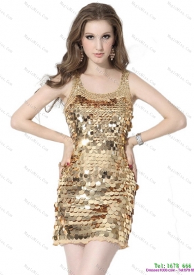 2015 Classical Scoop Mini Length Prom Dress with Sequins