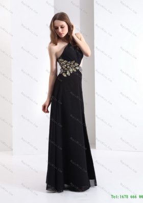 2015 Luxurious One Shoulder Beading Prom Dress in Black
