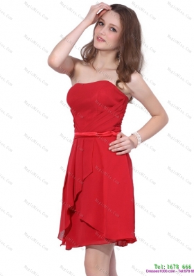 Latest Strapless Short Red 2015 Prom Dress with Ruching