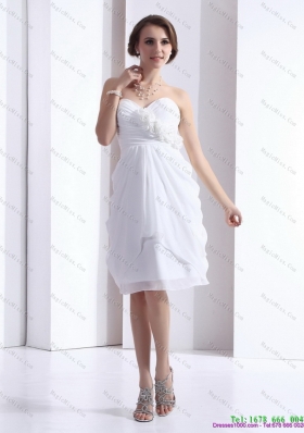 2015 Perfect and Plus Size Sweetheart White Prom Dress with Hand Made Flowers and Ruching