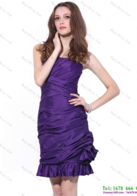 Popular 2015 Strapless Mini Length Dama Dress with Ruching