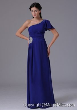 Custom Made Peacock Blue One Shoulder 2013 Prom Dress Beading and Ruch In Alabama