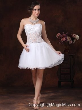 Appliques Sweetheart Mini-length For White Cocktail / Homecoming Dress