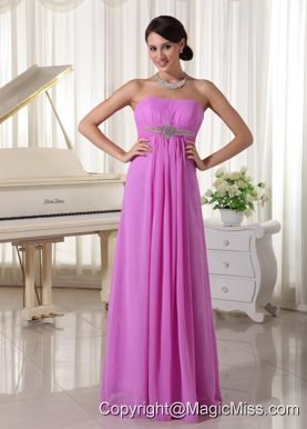 Lavender Beaded Chiffon Empire Prom Dress For New Arrival Floor-length