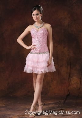 Sequin and Tulle Sweetheart Neckline Mini-length Beaded Decorate Wasit 2013 Prom / Homecoming Dress
