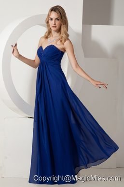 Navy Blue Empire Sweetheart Floor-length Chiffon Beading Prom / Evening Dress