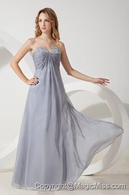 Silver Grey High Quality Chiffon Strapless Prom / Homecoming Dress