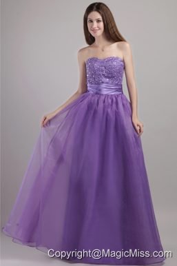 Purple Empire Sweetheart Floor-length Organza Beading Prom / Pageant Dress