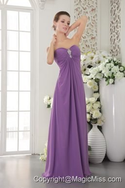 Lavender Empire Sweetheart Floor-length Chiffon Beading Prom / Evening Dress
