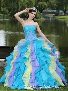 Sweet Appliques Ruffles Layered Colorful Quinceanera Dress Wear For Graduation
