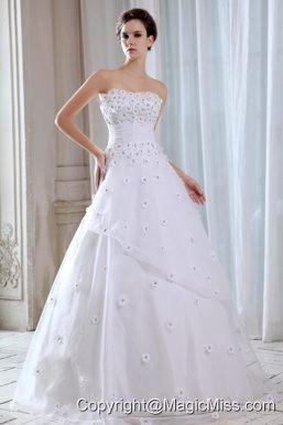 Brand New A-line Strapless Floor-length Tulle Appliques Wedding Dress