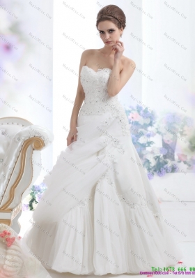 Strapless Ruffles and Beading White Wedding Dress  for 2015