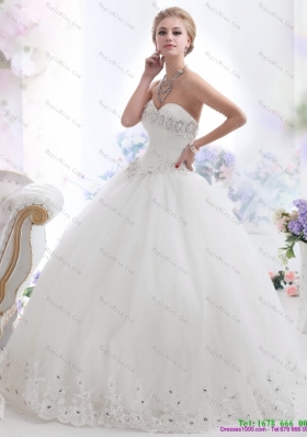 Perfect Ball Gown White 2015 Wedding Dresses with Rhinestones