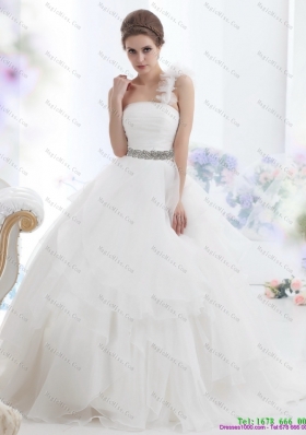 2015 The Super Hot One Shoulder Wedding Dress with Appliques