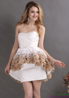 2015 Perfect Pleated Sweetheart White Colour Wedding Dresses with Ruffles
