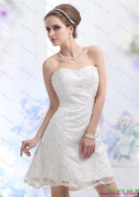 2015 Classical Sweetheart Mini length Wedding Dress with Lace