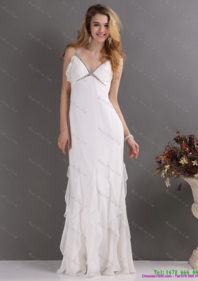 2015 Modest Empire Criss Cross Wedding Dress with Beading