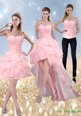 2015 Detachable  New Style Sweetheart Baby Pink Prom skirts with Ruffled Layers and Beading