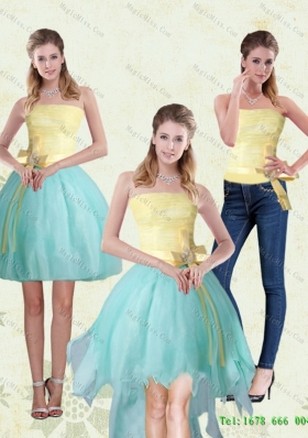 Exclusive Strapless High Low 2015 Detachable Prom skirts with Bowknot