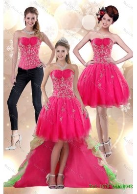 Discount 2015 Detachable High Low Appliques Strapless Prom skirts