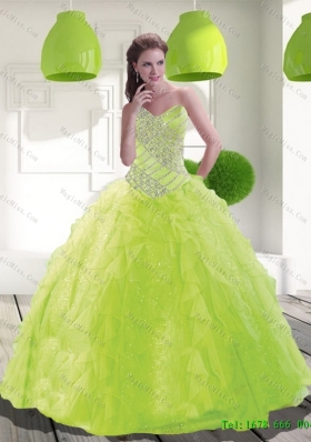In Stock Sweetheart Beading Quinceanera Dress in Spring Green