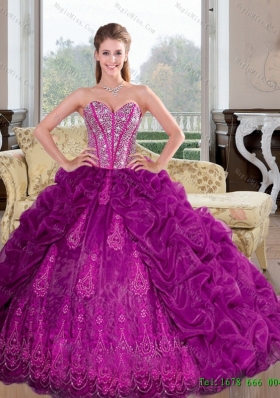 Luxurious Sweetheart 2015 Quinceanera Dresses with Beading and Pick Ups