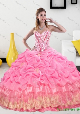 Vestidos De Sweetheart 2015 Quinceanera Gown with Pick Ups and Beading