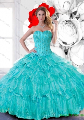 Feminine Sweetheart 2015 Quinceanera Dresses with Beading and Ruffled Layers