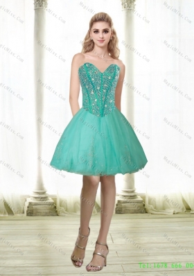 New Style 2015 Beading and Appliques Sweetheart Prom Dress in Turquoise