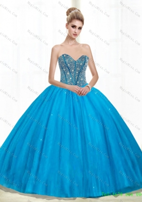 2015 Sweet Sweetheart Ball Gown Beading Fifteen Dresses in Teal