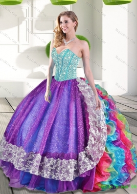 Wholesale Sweetheart Multi Color Quinceanera Dresses with Beading and Ruffles