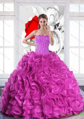 2015 Wholesale Sweetheart Quinceanera Dresses with Beading and Ruffles