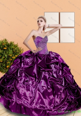 2015 Classical Beading and Pick Ups Sweetheart Quinceanera Ball Gowns in Purple