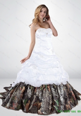 New Style Lace Up Beaded Camo Wedding Dresses with Chapel Train