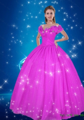 Fuchsia Cinderella Purple Perfect Quinceanera Dresses with Off the Shoulder
