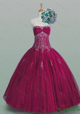 2015 In Stock Strapless Beaded Quinceanera Dresses in Tulle for Winter