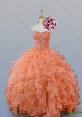 In Stock Sweetheart Beaded Quinceanera Dresses in Organza for 2015