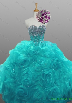 In Stock Sweetheart Beaded Quinceanera Dresses with Rolling Flowers for Winter
