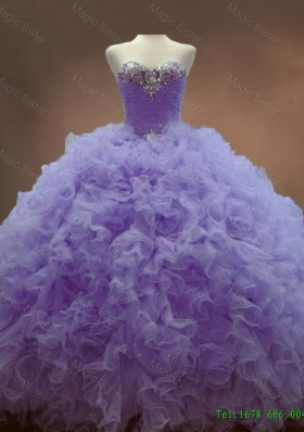 2016 Luxurious Classical Beaded Sweetheart Lavender Sweet 16 Gowns with Ball Gowns