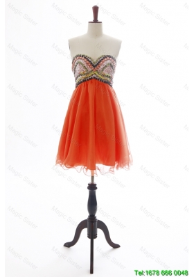 The Brand New Beading Orange Red Short Prom Dress for 2016