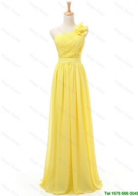New Style Spring Affordable Empire One Shoulder Prom Dresses with Belt