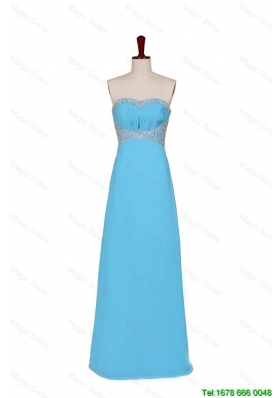 Unique Empire Strapless Prom Dresses with Beading in Baby Blue