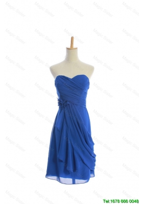 Vintage Customize Hand Made Flowers and Ruching Short Prom Dresses in Royal Blue