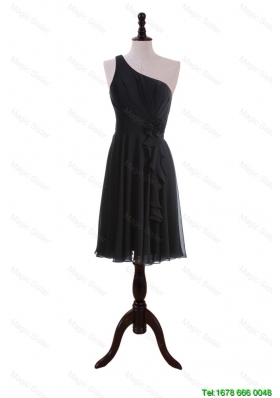 Elegant Discount One Shoulder Black Short Prom Dresses