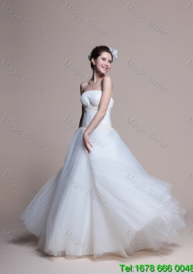 2016 Summer Elegant A Line Strapless Wedding Dresses with Appliques