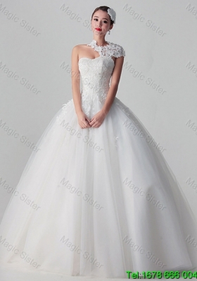 New Style 2016 Lace Long White Wedding Dresses in Tulle