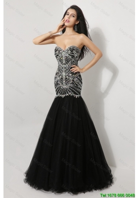 Luxurious Mermaid Sweetheart Beaded Prom Dresses in Black