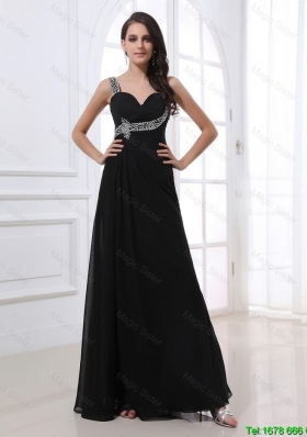 Fashionable Empire Straps Beading Prom Dresses in Black for 2016