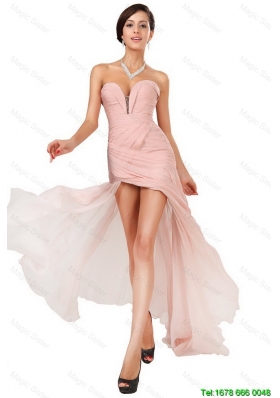 Luxurious Side Zipper Ruched Prom Dresses with Asymmetrical